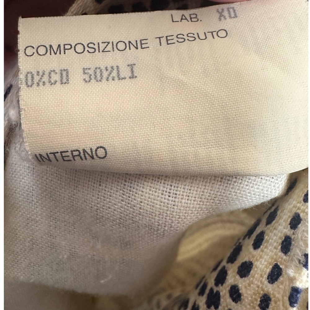 Fendi Jeans Roma Amor Italy Pants Cream Blue Dotted‎ Print linen Blend Size 27 - Picture 7 of 9